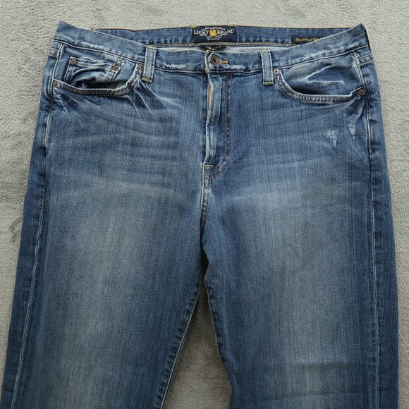 Lucky Brand Jeans Mens 38x32 Blue 361 Vintage Straight Stretch Denim Distressed - Picture 12 of 16